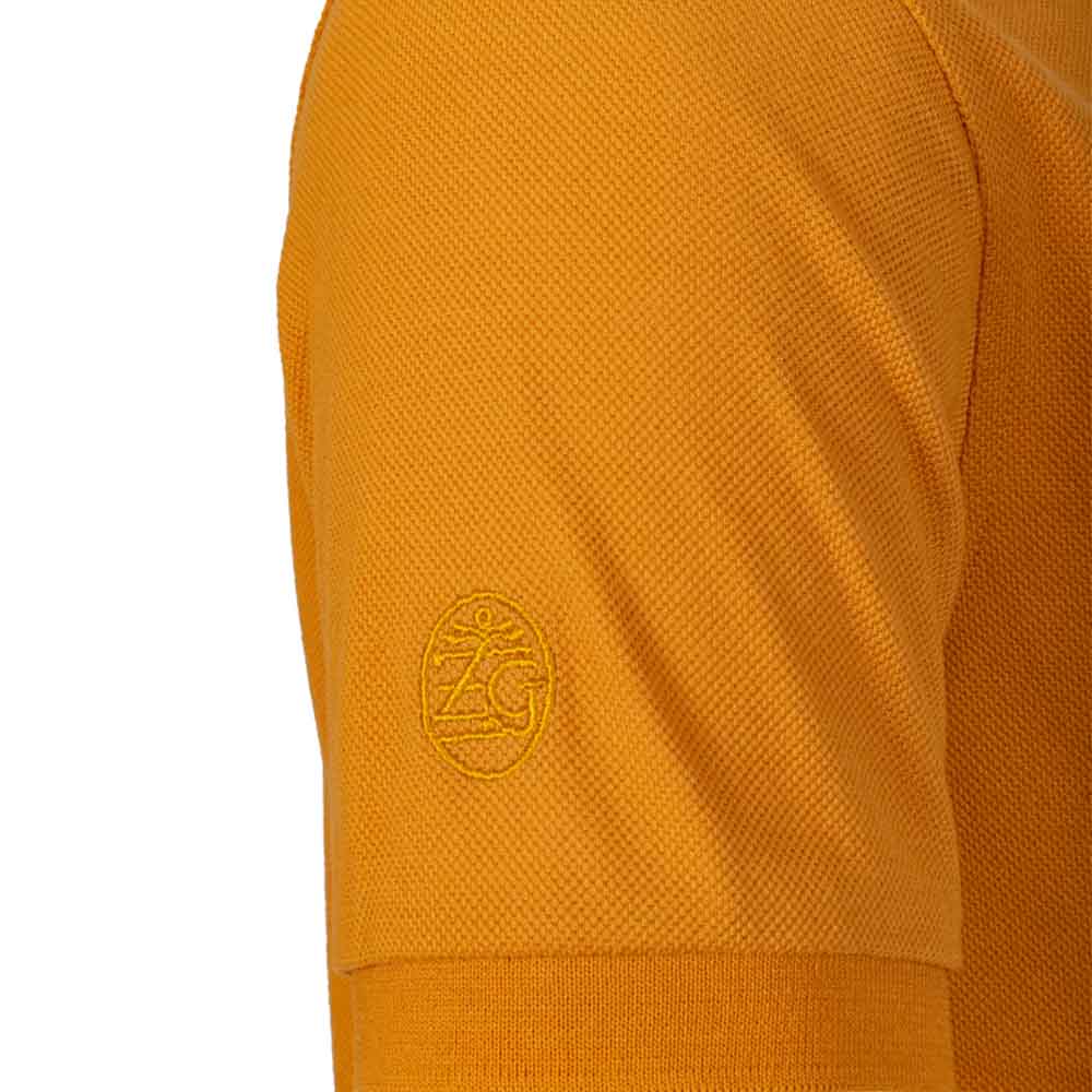 AMBER YELLOW COTTON TENCEL PLAIN POLO SHIRT